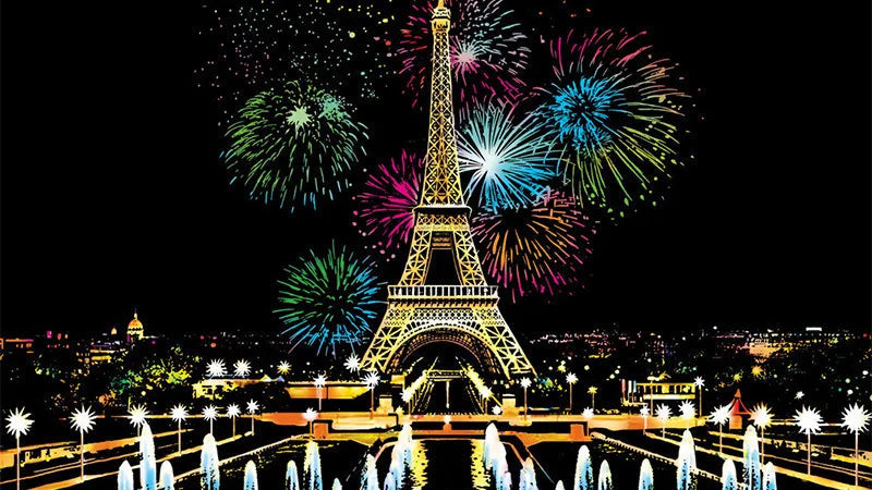 DIY Colorful A3 City Nightscape Scratch Painting with Tool Paris New York Landmark Scenery Landscape Scratch Art Room Decor Gift